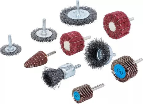 Wire Brush and Abrasive Flap Wheel Set 10 pcs.
