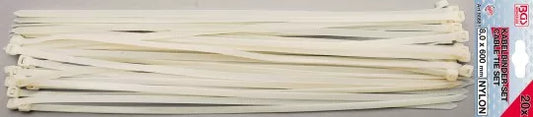 Cable Tie Set white 8.0 x 600 mm 20 pcs.