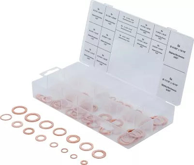 Seal Ring Assortment Copper Inch Sizes for Oil Drain Plugs 75 pcs.