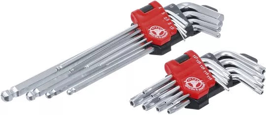 L-Type Wrench Set long T-Star (for Torx) T10 - T50 / Internal Hexagon 1.5 - 10 mm 18 pcs.