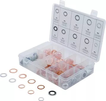 Seal Ring Assortment Copper, Aluminum, Nylon 250 pcs.