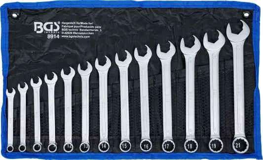 Combination Spanner Set Open End with Ratchet Function 8 - 21 mm 13 pcs.